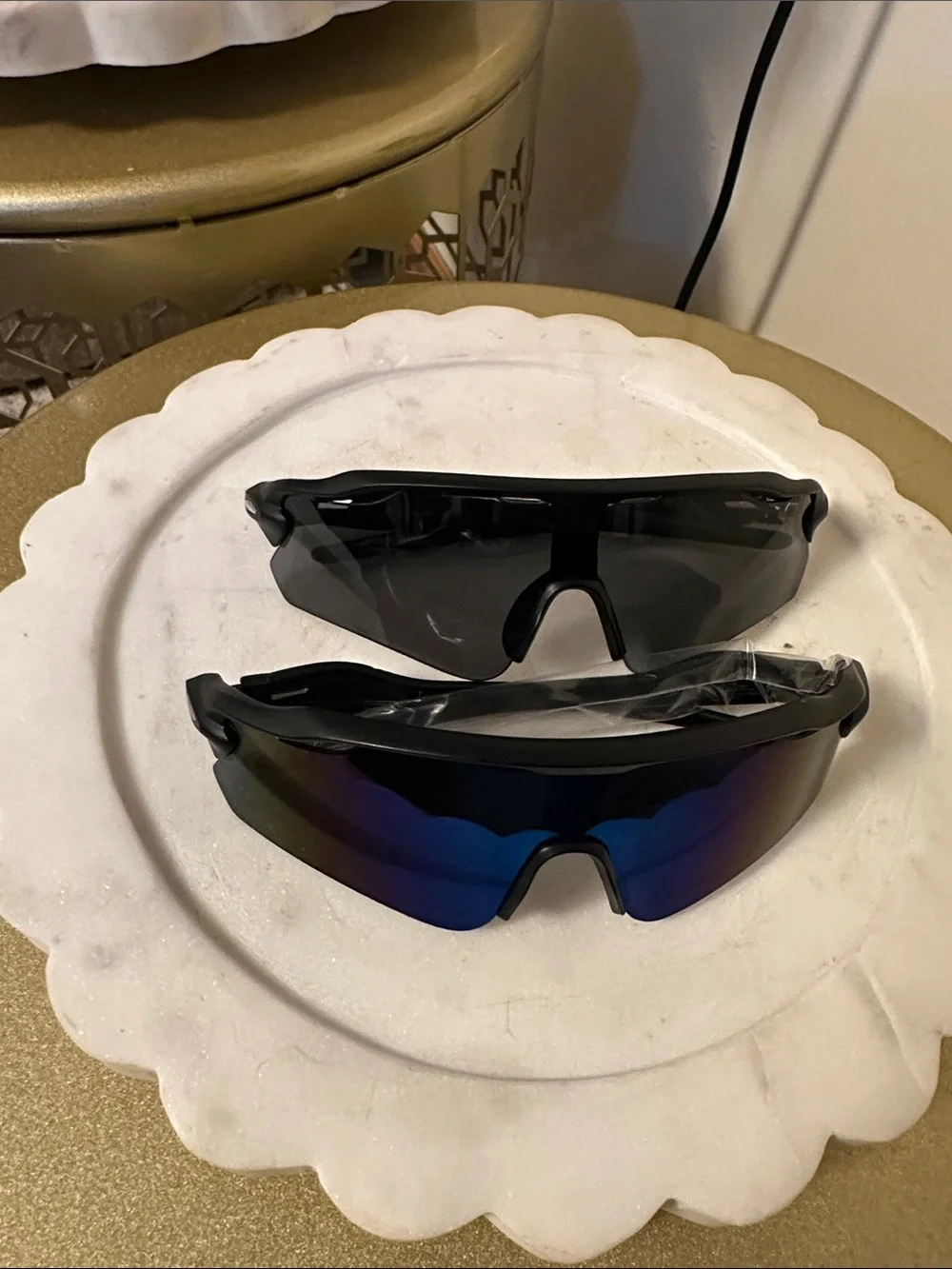 Kids Sport Sunglasses - Black and Blue Mirror Lenses